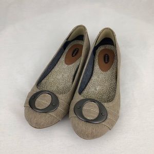 Dr. Scholl’s Tan Canvas Ballet Flats Slip-On Shoes